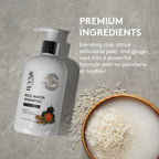 Experience premium Rice Water Hair Thickening Shampoo, specially curated by Curat Cart, blending natural ingredients for luscious hair.