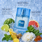 Experience Riiffs Freeze Eau de Parfum in elegant packaging, showcasing refreshing notes of iced ginger and tea. Available at Curat Cart.