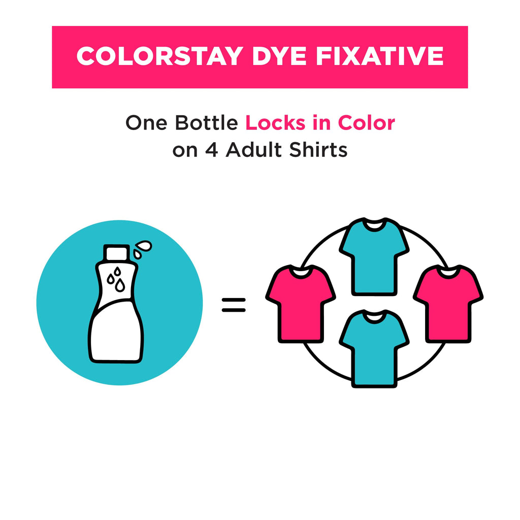 Rit ColorStay Dye Fixative, a premium import, locks in color for 4 adult shirts. Available at Curat Cart.