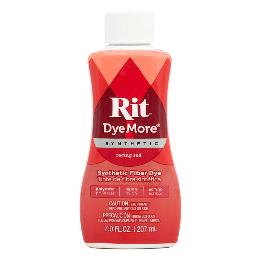 Rit Dye More Synthetic Racing Red, a premium imported fiber dye ideal for polyester and nylon fabrics, available at Curat Cart.