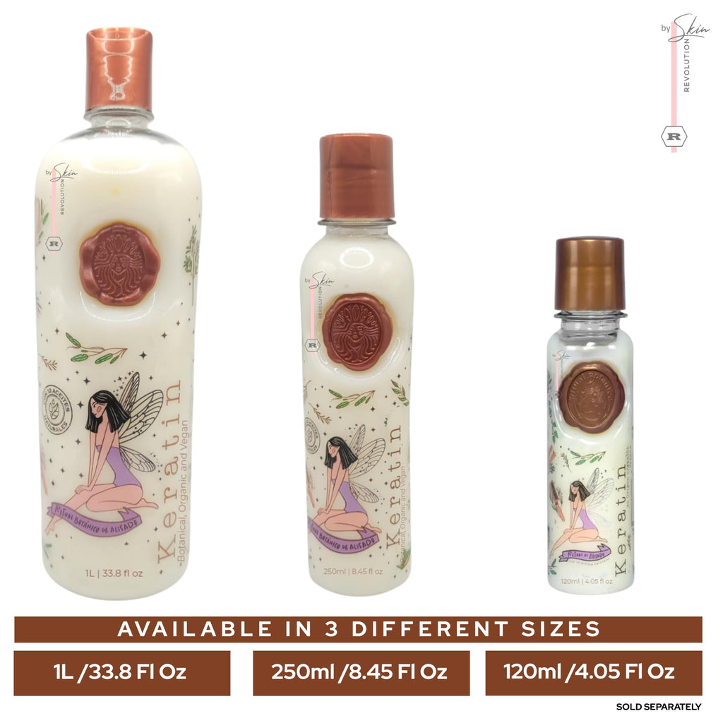 Authentic Ritual Botánico Keratina Orgánica; three sizes shown: 1L, 250ml, and 120ml for healthy hair care.