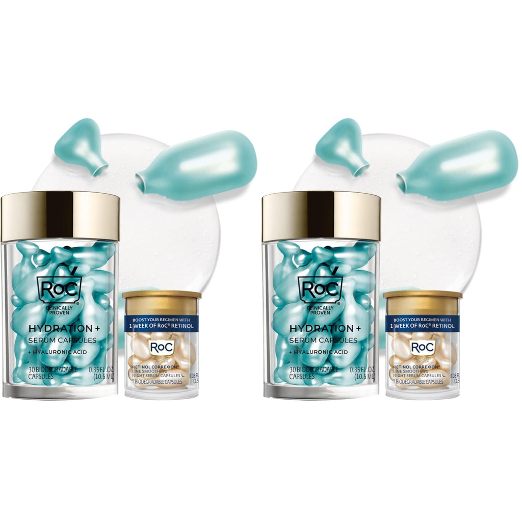 Authentic RoC Hyaluronic Acid Night Serum Capsules, featuring a luxurious design, deeply hydrating skin with every application.