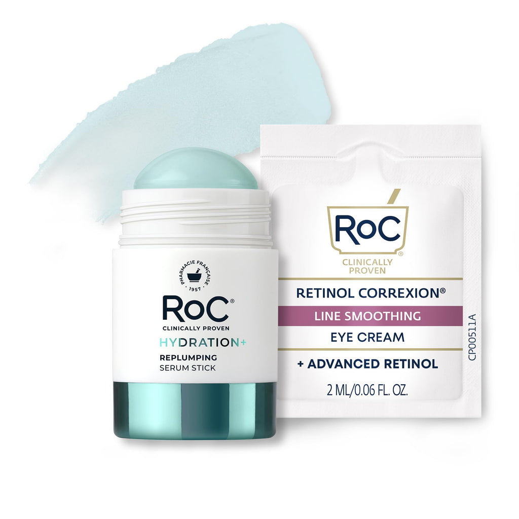 RoC Hyaluronic Acid Night Serum capsules in original packaging, designed for hydration and skin plumping overnight.