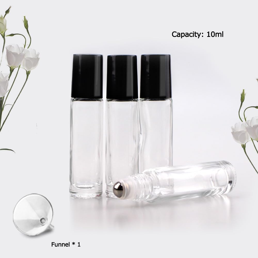 Set of 12 essential oil roller bottles with 10ml capacity. Order online today for easy blending and application.