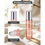 12 leak-proof roller bottles with stainless steel balls, perfect for essential oils. Order online now, available for shipping.
