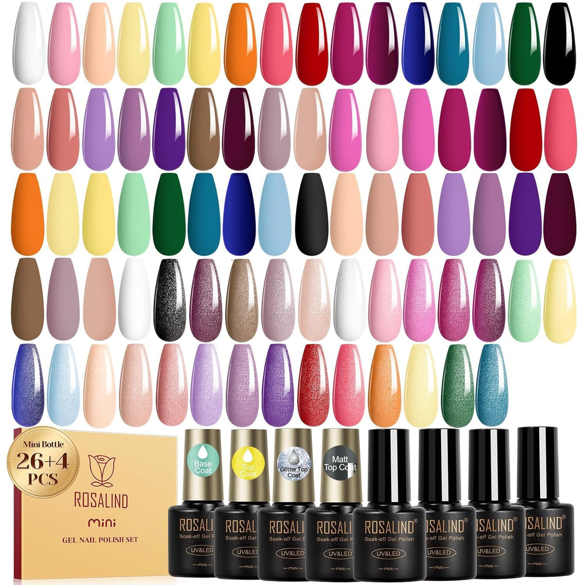Discover the authentic ROSALIND 30pcs Gel Nail Polish set featuring vibrant shades for all seasons! Perfect for beautiful, long-lasting manicures.