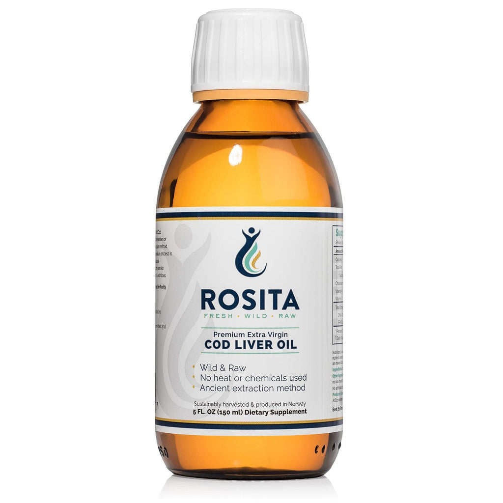 Rosita Extra Virgin Cod Liver Oil, a premium imported dietary supplement from Norway, available at Curat Cart for health enthusiasts.