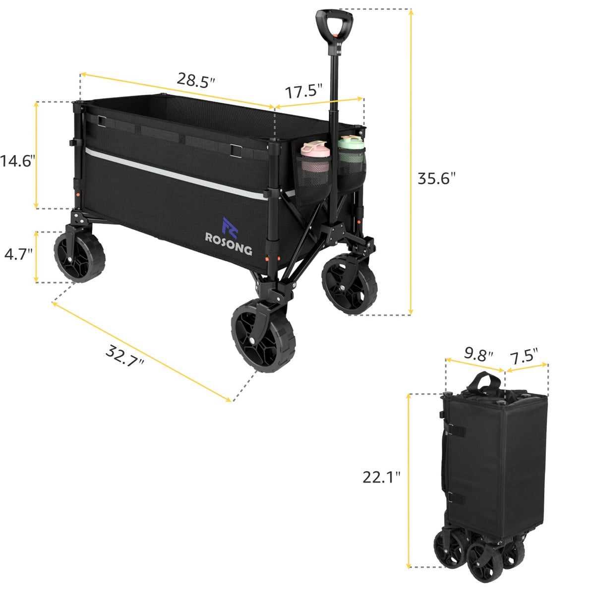 Discover the ROSONG Collapsible Wagon Cart, a premium import perfect for outdoor adventures. Available at Curat Cart.