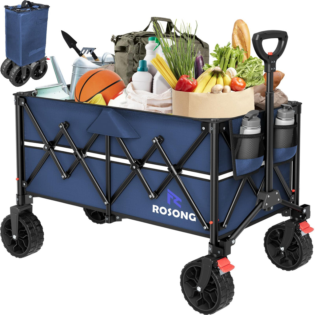 Discover the ROSONG Collapsible Wagon Cart, specially curated by Curat Cart for effortless transport of groceries and gear.