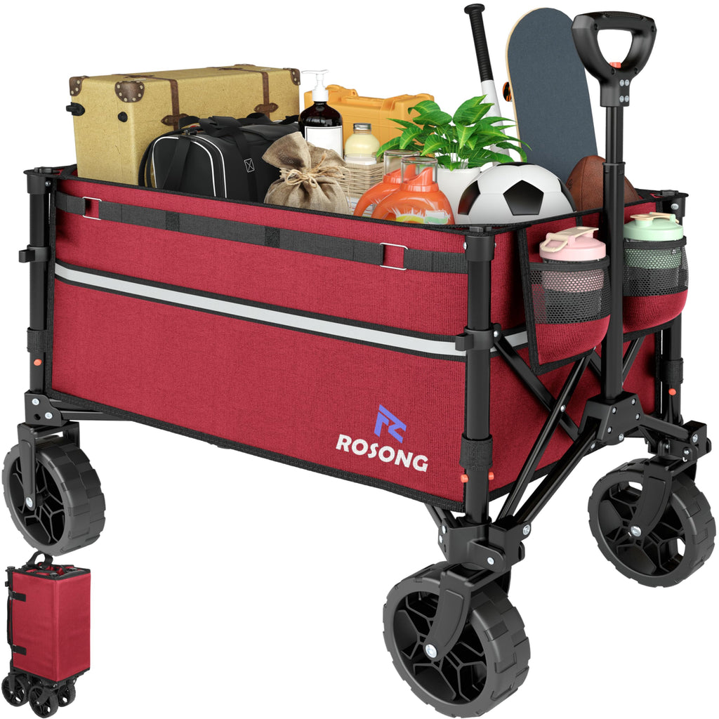 ROSONG Collapsible Wagon Cart in high-quality fabric, perfect for transporting goods. Available at Curat Cart.