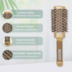 Boar Bristle Round Brush featuring ergonomic design and high-quality finish, ensuring smooth styling, available at Curat Cart.