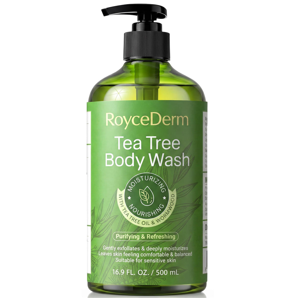 Roycederm Tea Tree Body Wash & Soap, 100% genuine. Purifies and moisturizes sensitive skin with nourishing tea tree oil.