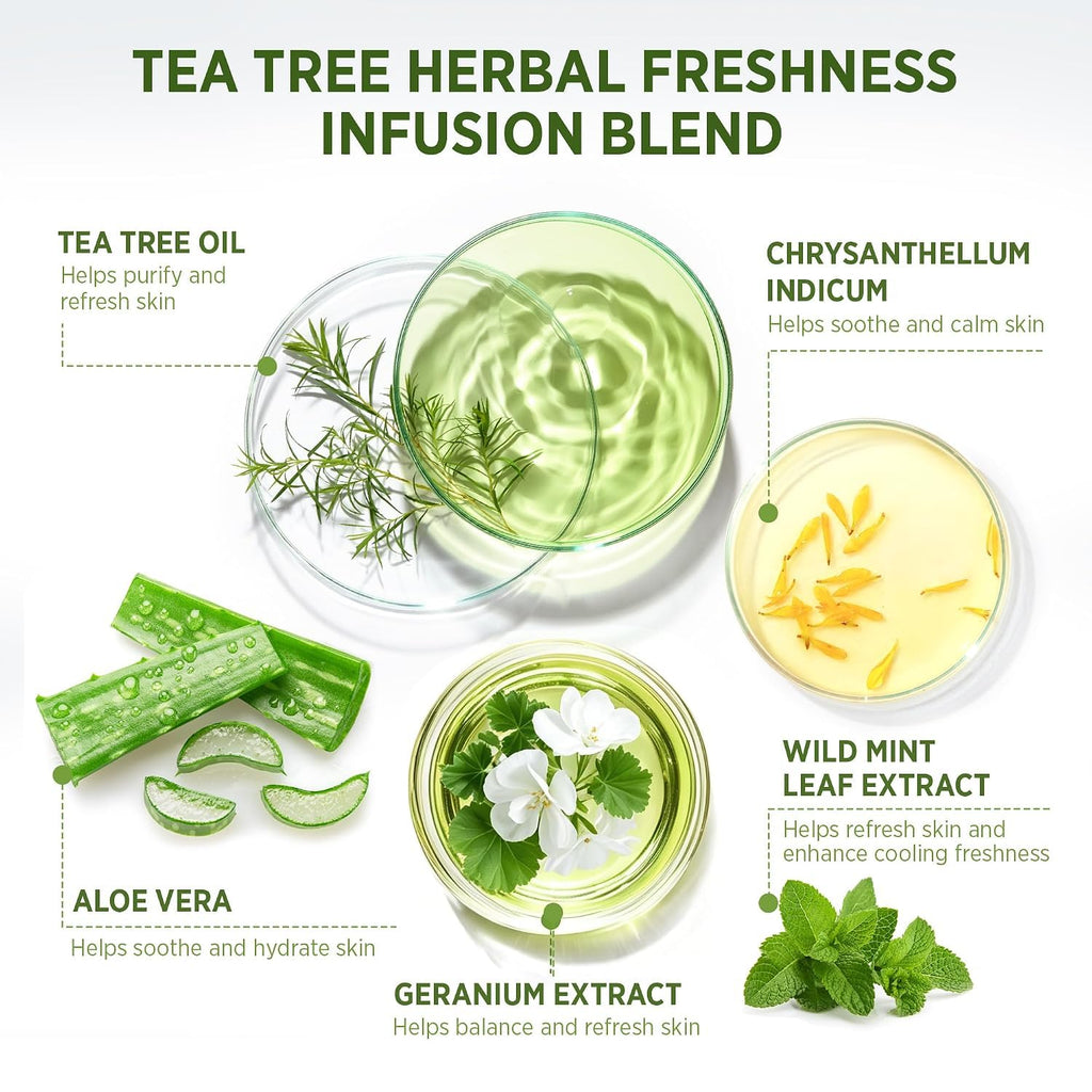 Purifying Roycederm Tea Tree Body Wash with herbal ingredients like Aloe Vera and Wild Mint. Verified by CuratCart.