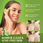 Roycederm Tea Tree Body Wash and Soap set, designed for clear skin, targets acne while soothing irritation and controlling oil.