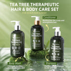 Roycederm Tea Tree therapeutic body wash and conditioner set. Cleanses, purifies, and refreshes hair and skin.