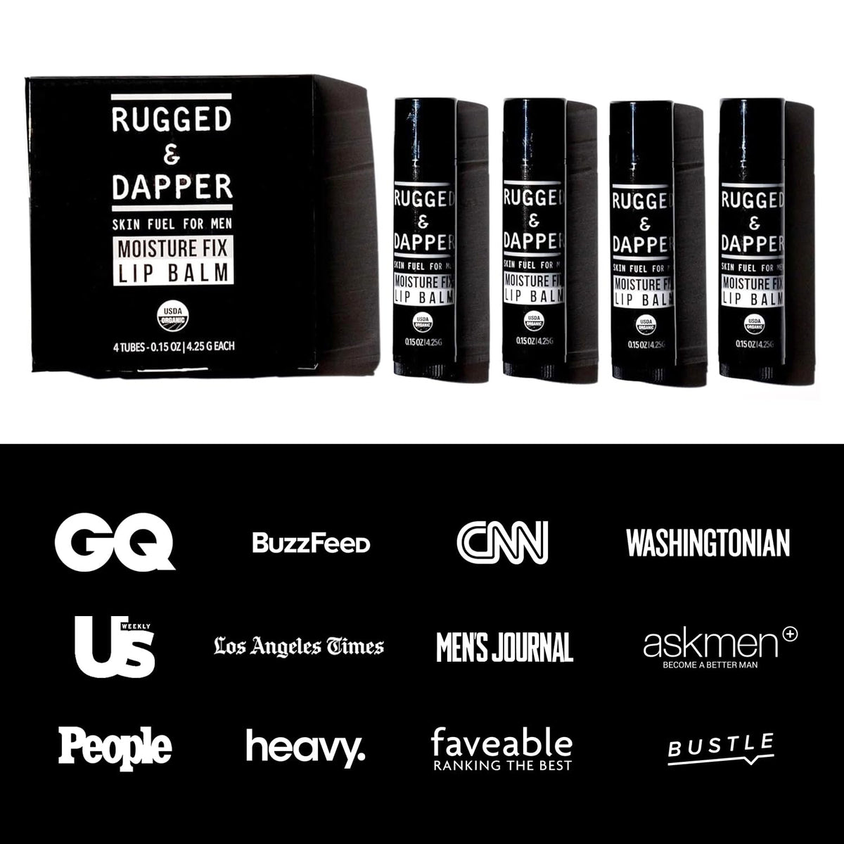 RUGGED & DAPPER Lip Balm, specially curated by Curat Cart, offers optimal moisture for men’s lips. Exclusive premium quality for discerning customers.
