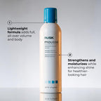 RUSK Styling Mousse enhances volume and shine, perfect for daily use. Available at Curat Cart for healthier-looking hair.
