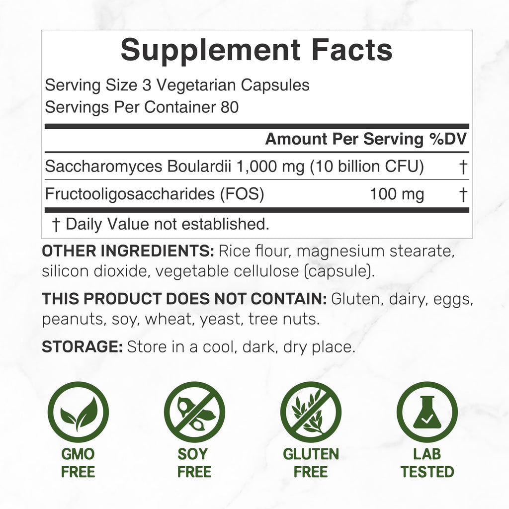 Saccharomyces Boulardii Probiotics, 100% Authentic, available in India at Curat Cart. Supports gut health with quality ingredients.
