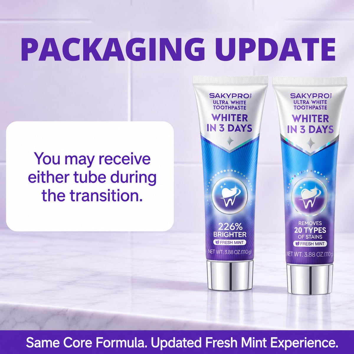 SAKYPRORAL Whitening Toothpaste offers 226% brighter results and removes 20 types of stains. 100% Authentic, available at Curat Cart.