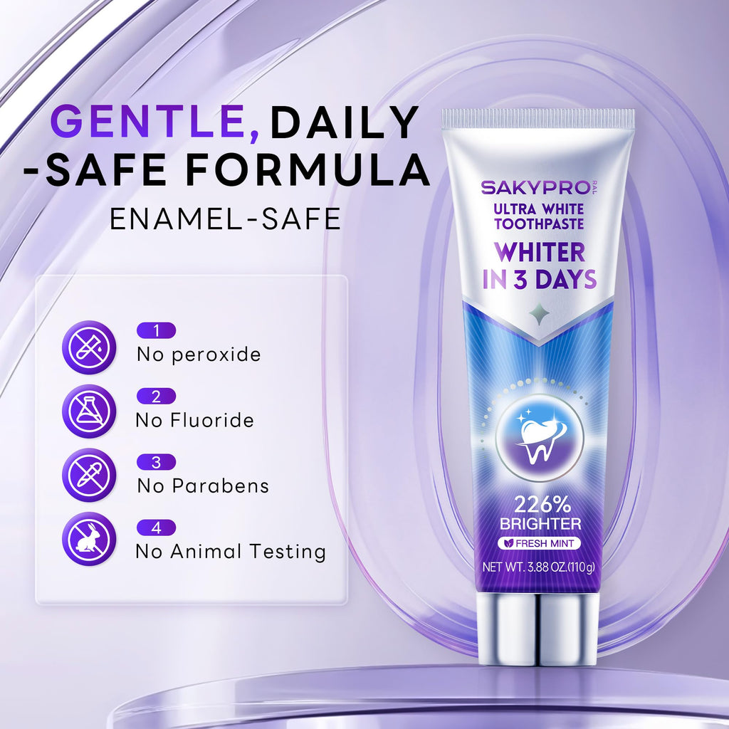 SAKYPRORAL Whitening Toothpaste delivers gentle, daily enamel-safe care for a brighter smile. Perfect for daily use from Curat Cart.