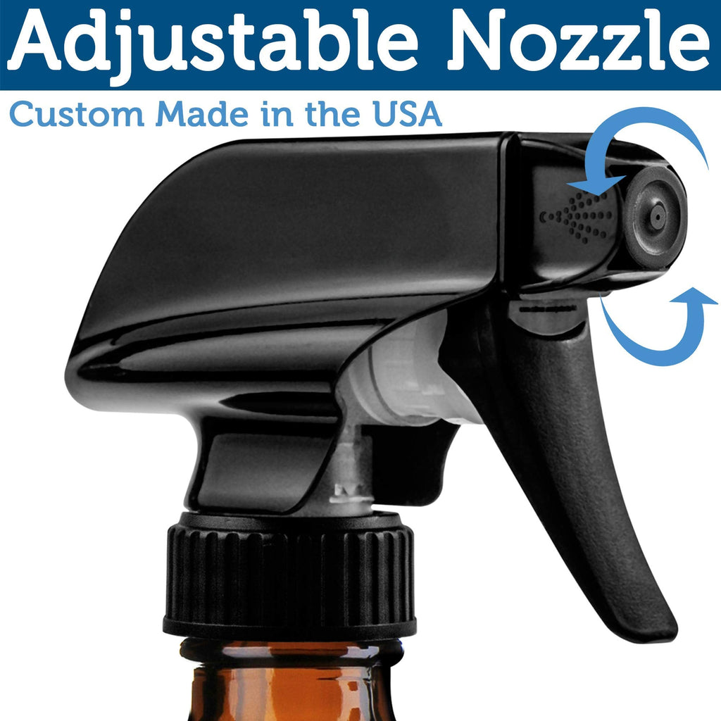 Sally's Organics Empty Amber Glass Spray features an adjustable nozzle. Order yours online; available in the USA.