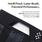 The Salt Aērcase Smell Proof Bag features patented technology to lock in odors, ensuring freshness. Available in India at Curat Cart.