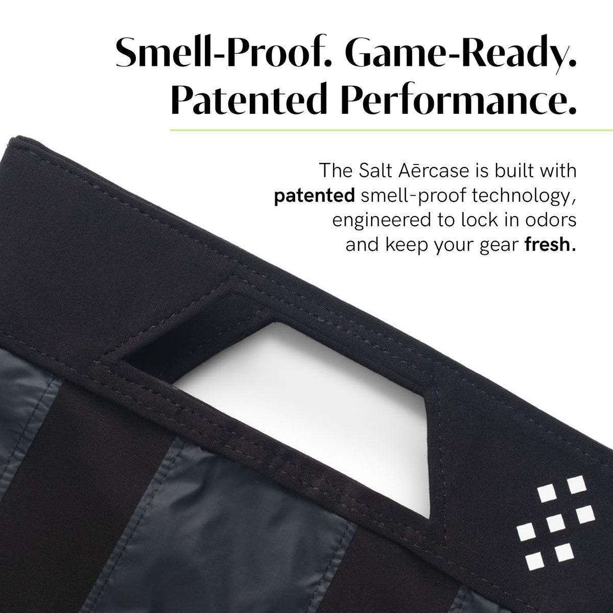The Salt Aērcase Smell Proof Bag features patented technology to lock in odors, ensuring freshness. Available in India at Curat Cart.