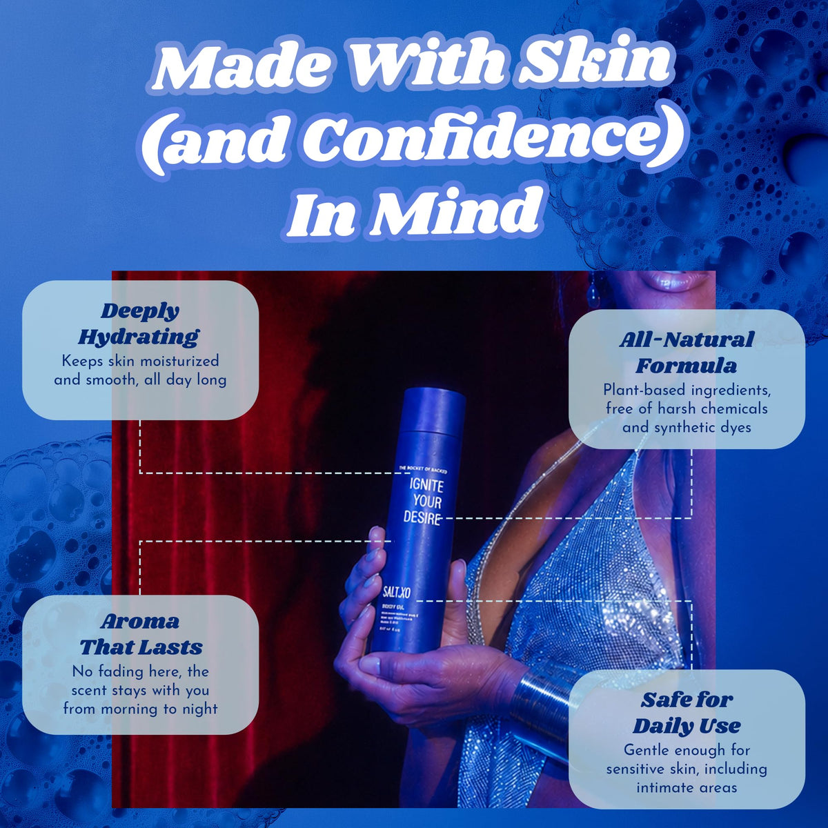 Ignite Your Desire Body Wash by salt.xo delivers deep hydration and lasting aroma, perfect for daily use. Available at Curat Cart.