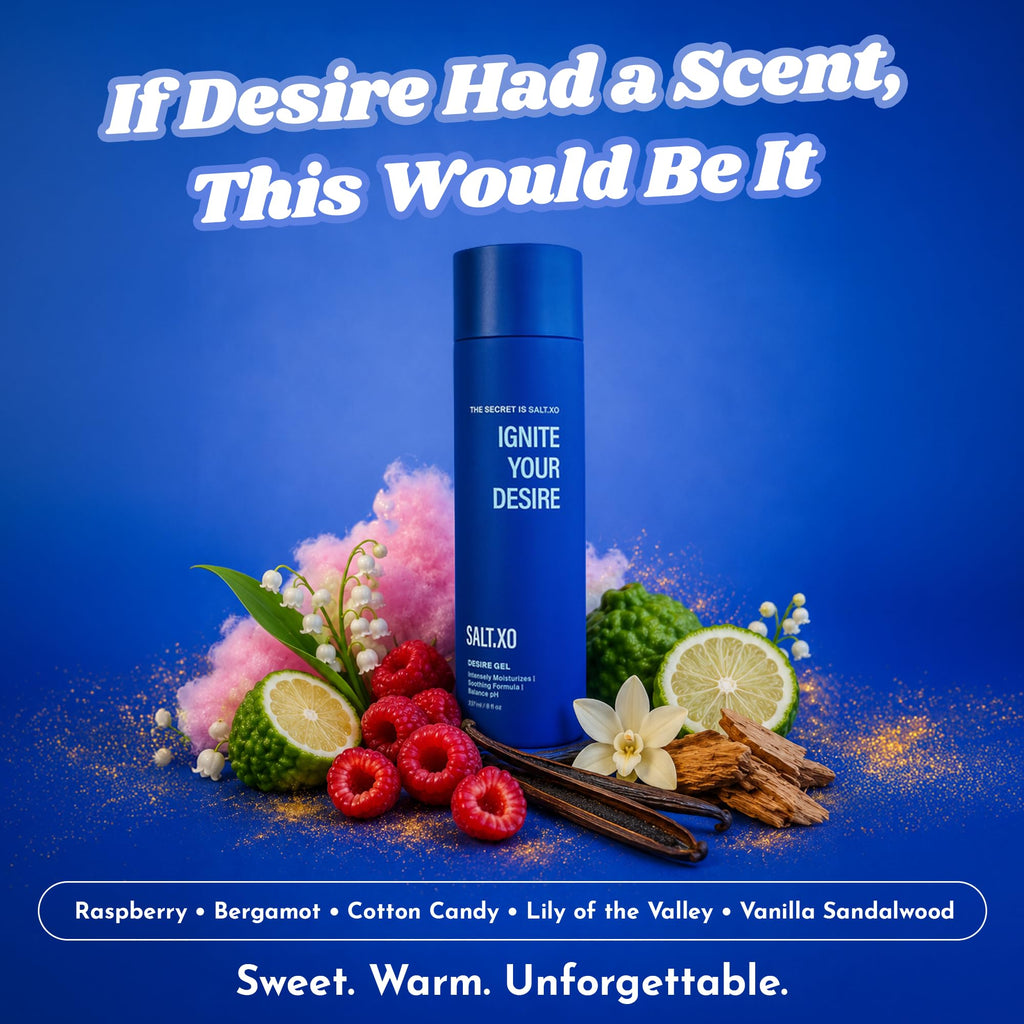 salt.xo Ignite Your Desire Body Wash in premium packaging, featuring a blend of raspberry, bergamot, and vanilla. Available at Curat Cart.