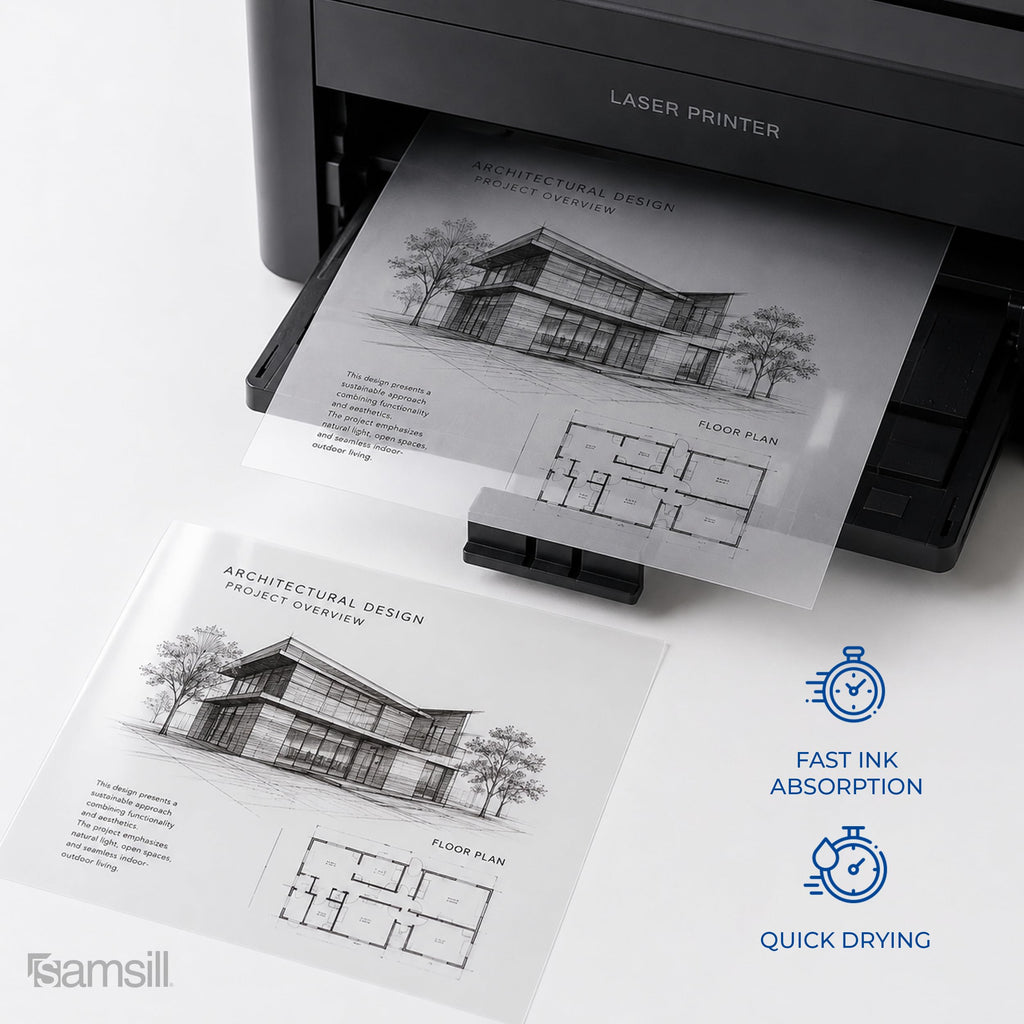 Samsill Transparency Film for Laser Printers offers fast ink absorption and quick drying. 100% Authentic, available at Curat Cart in India.
