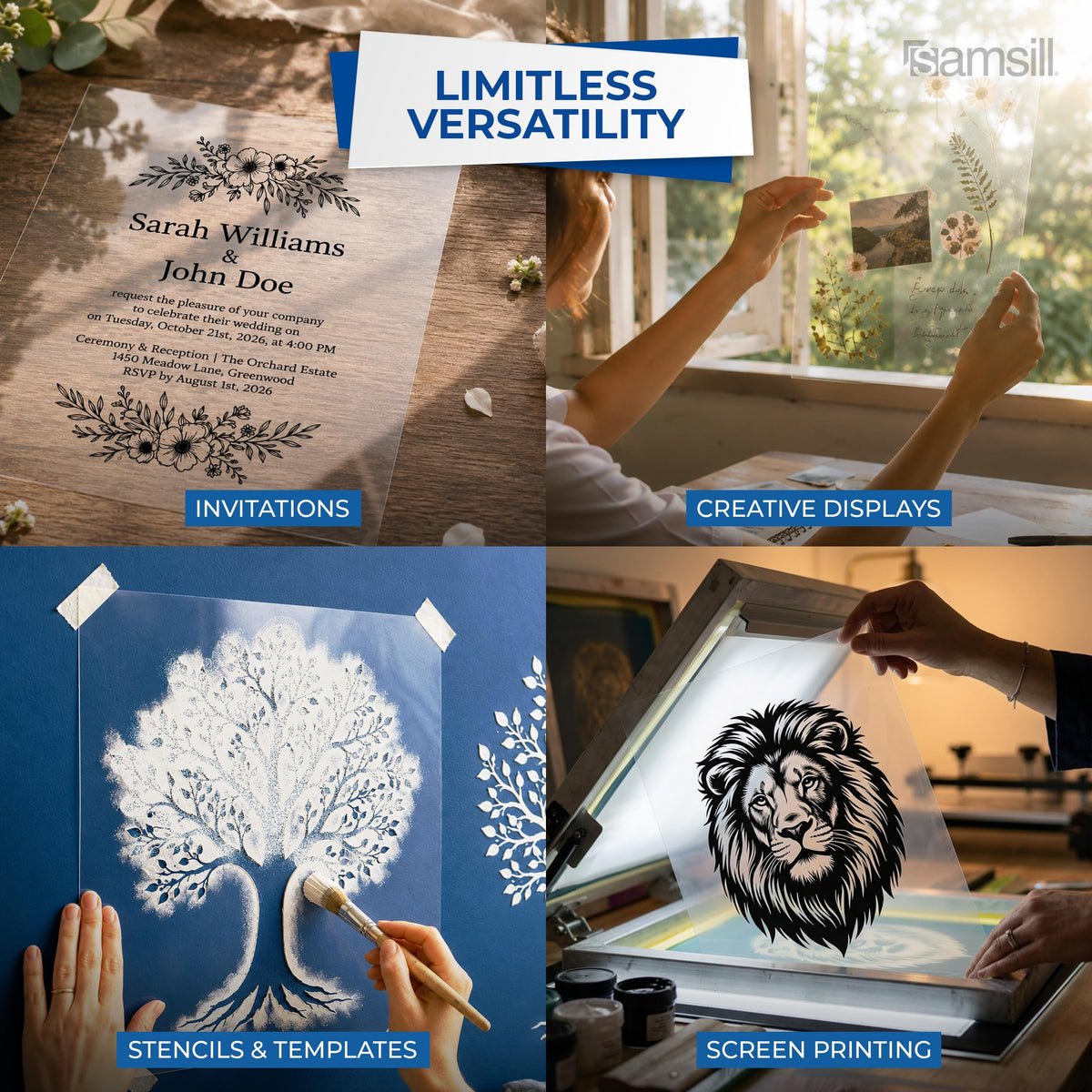 Samsill Transparency Film for Laser Printers enables limitless versatility for creative displays and stencils. Premium import available at Curat Cart.