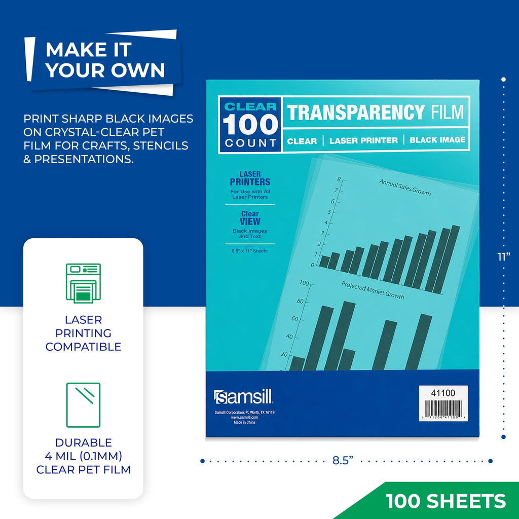 Samsill Transparency Film for Laser Printers, 100 sheets, 4 mil thickness, 100% Authentic, available at Curat Cart in India.
