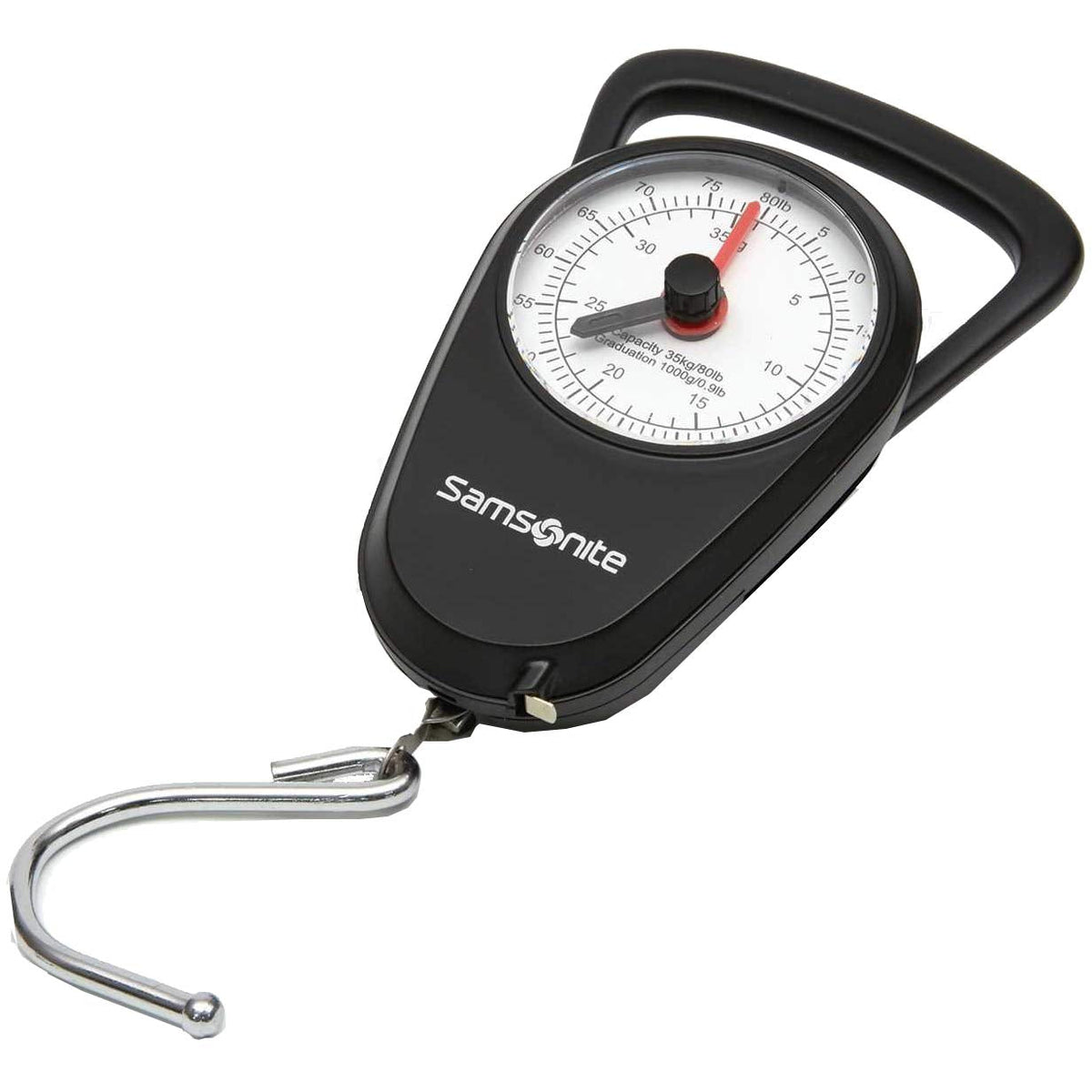 Discover the authentic Samsonite manual luggage scale in sleek black, designed for accurate weight measurement on-the-go.
