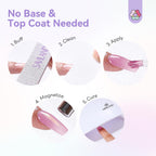 SAVILAND One-Step Gel Nail Polish Pens S in original packaging, highlighting easy application steps: buff, clean, apply, magnetize, and cure.