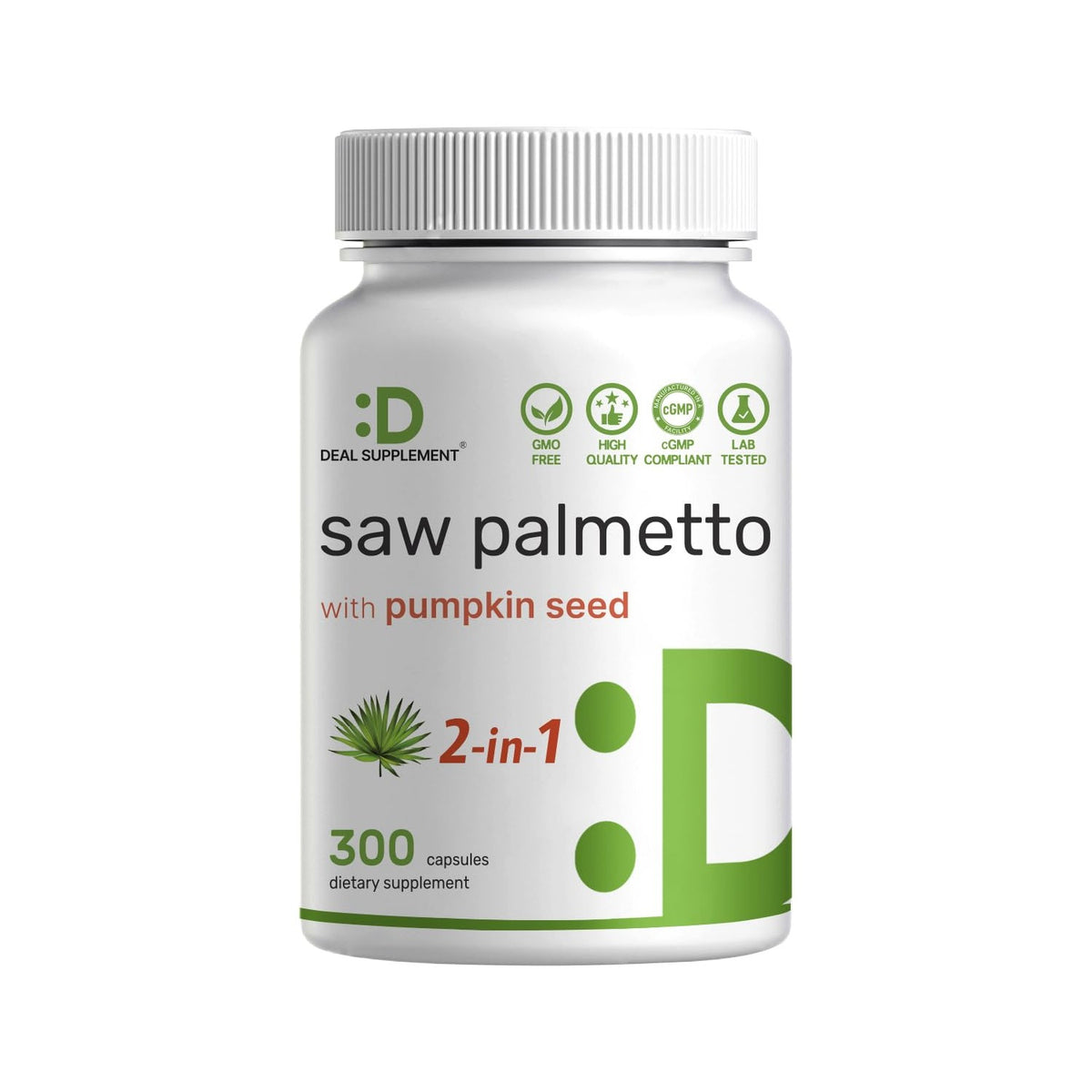 Premium imported Saw Palmetto Supplement with Pumpkin Seed, featuring 300 capsules for optimal health, available at Curat Cart.