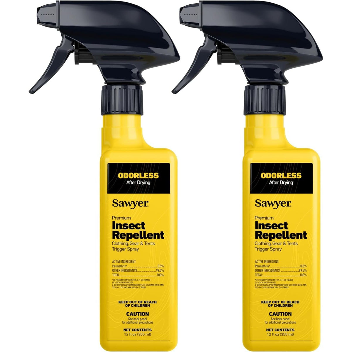 Sawyer Permethrin Insect Repellent spray bottles, designed for clothing and gear, offering effective protection against insects.