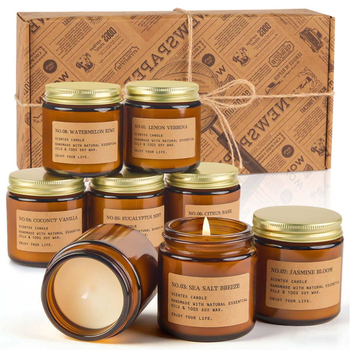 Experience the exclusive Scented Candles Gift Set, specially curated by Curat Cart, featuring natural essential oils for a soothing ambiance.