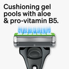Schick Hydro Ultra Sensitive 3-Blade razor features cushioning gel with aloe and pro-vitamin B5 for a smooth shave.