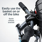 Schwinn Wire Bike Basket with quick release bracket for easy attachment, available at Curat Cart. High-quality design for convenience.