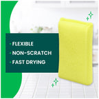 Scotch-Brite Non-Scratch Scrub Pads in vibrant yellow, featuring flexible, non-scratch material for effective cleaning. Available at Curat Cart.