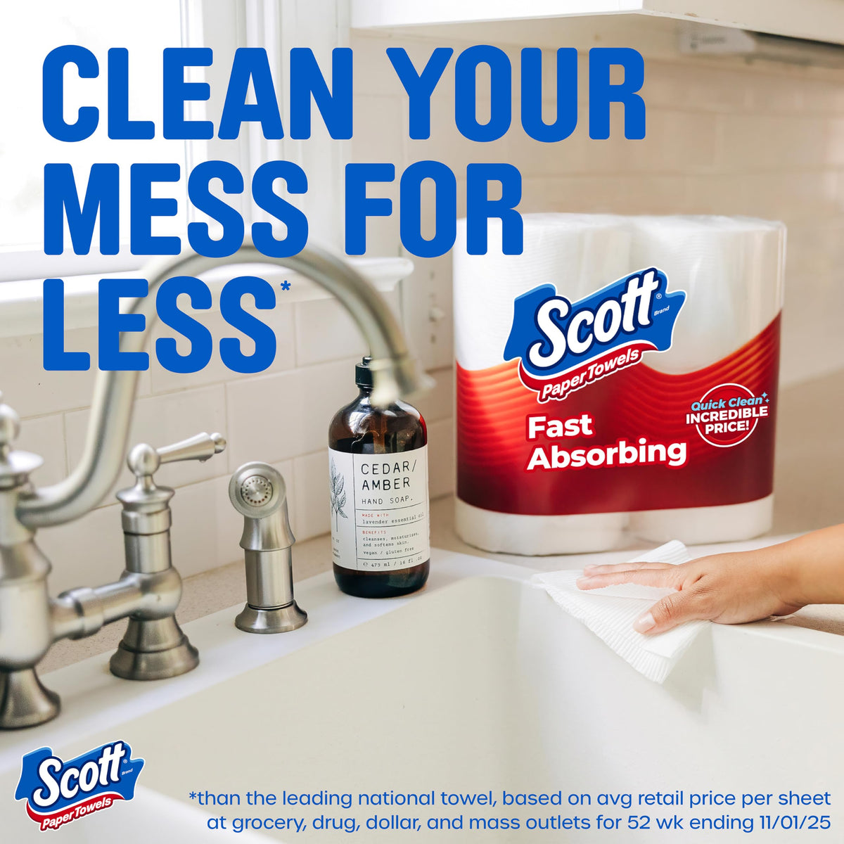 Scott Paper Towels offer fast absorbing power for everyday messes. Perfect for daily use, available at Curat Cart.