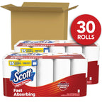 Scott Paper Towels, 30 rolls, fast absorbing and 100% authentic, available at Curat Cart in India. Perfect for quick clean-ups.