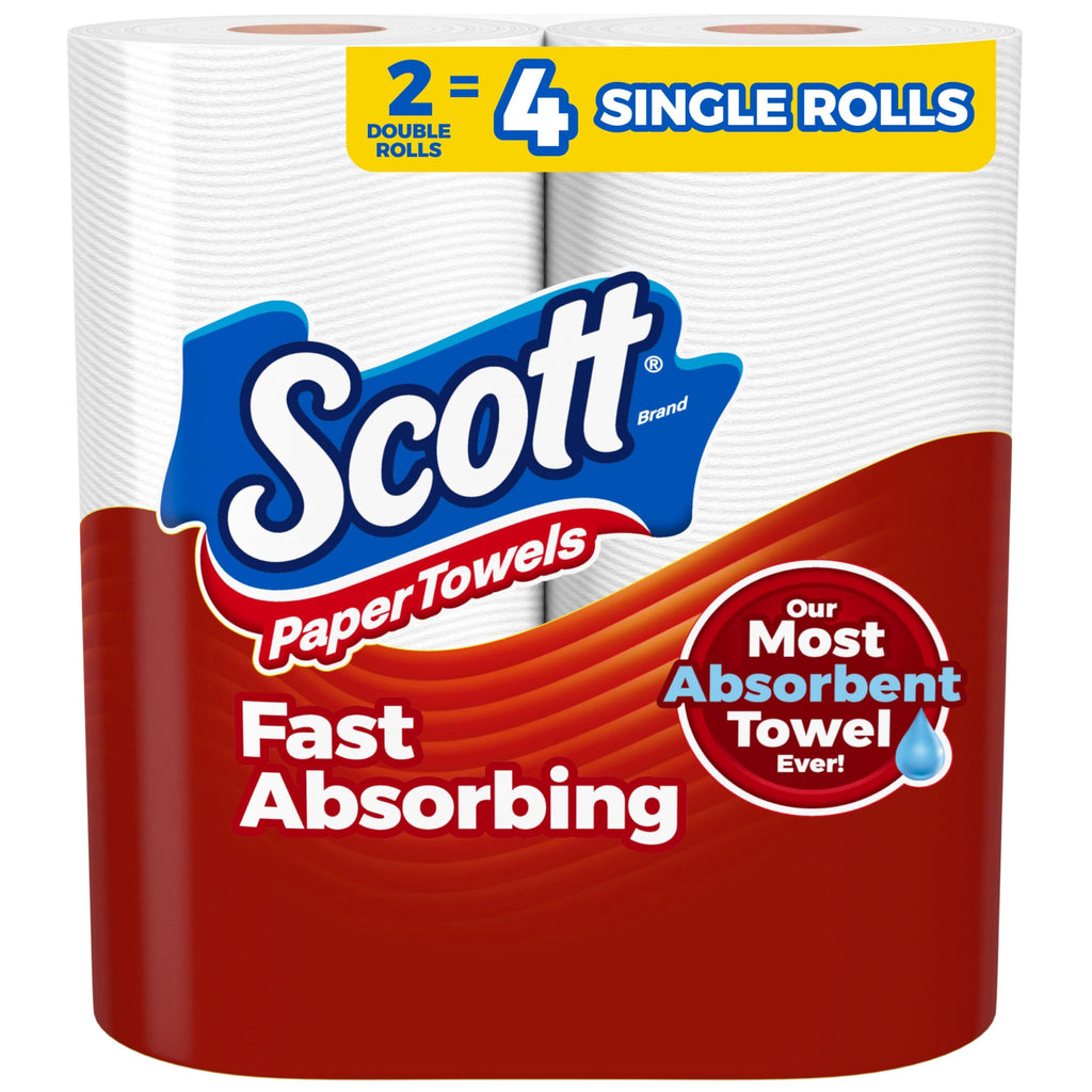 Scott Paper Towels in official packaging, featuring fast-absorbing quality for superior cleaning. Available at Curat Cart.
