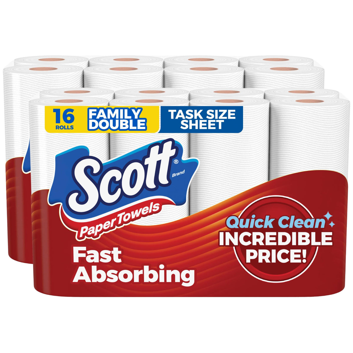 Discover Scott Paper Towels at Curat Cart, featuring 16 rolls of fast-absorbing, family double task size sheets. Specially curated for you.