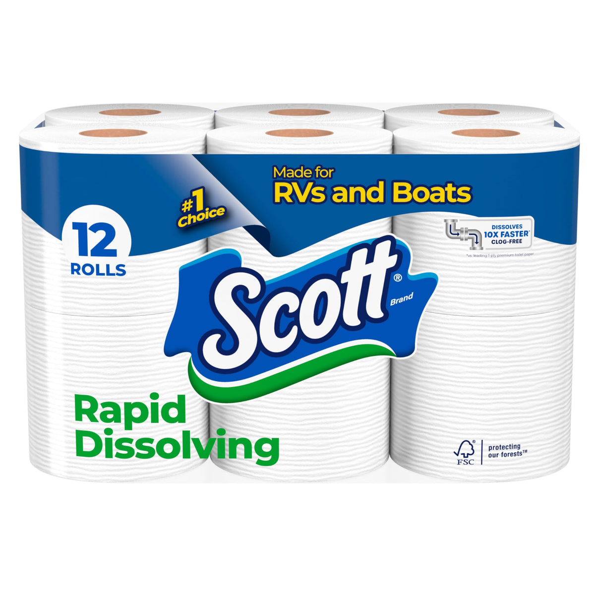 Experience premium imported Scott Rapid-Dissolving Toilet Paper, perfect for RVs and boats. Available at Curat Cart.