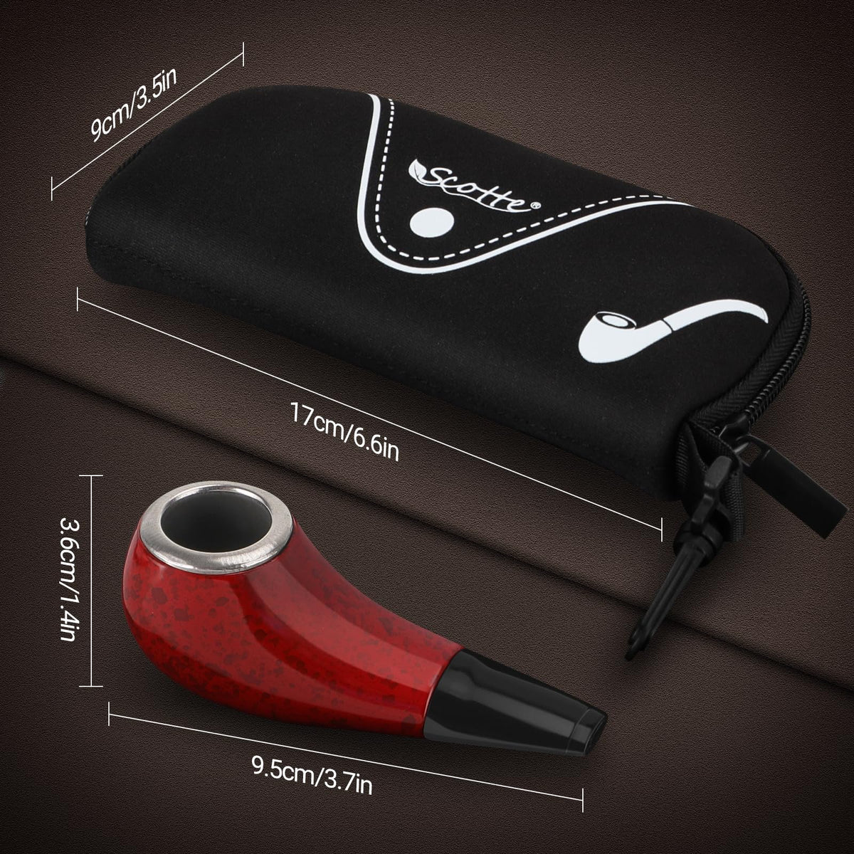Discover the Scotte Shiny Small Pipe, elegantly presented with a sleek case, specially curated by Curat Cart for discerning consumers.