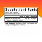 Riboflavin 400 mg supplement facts showcasing ingredients. 100% Authentic and available in India at Curat Cart.