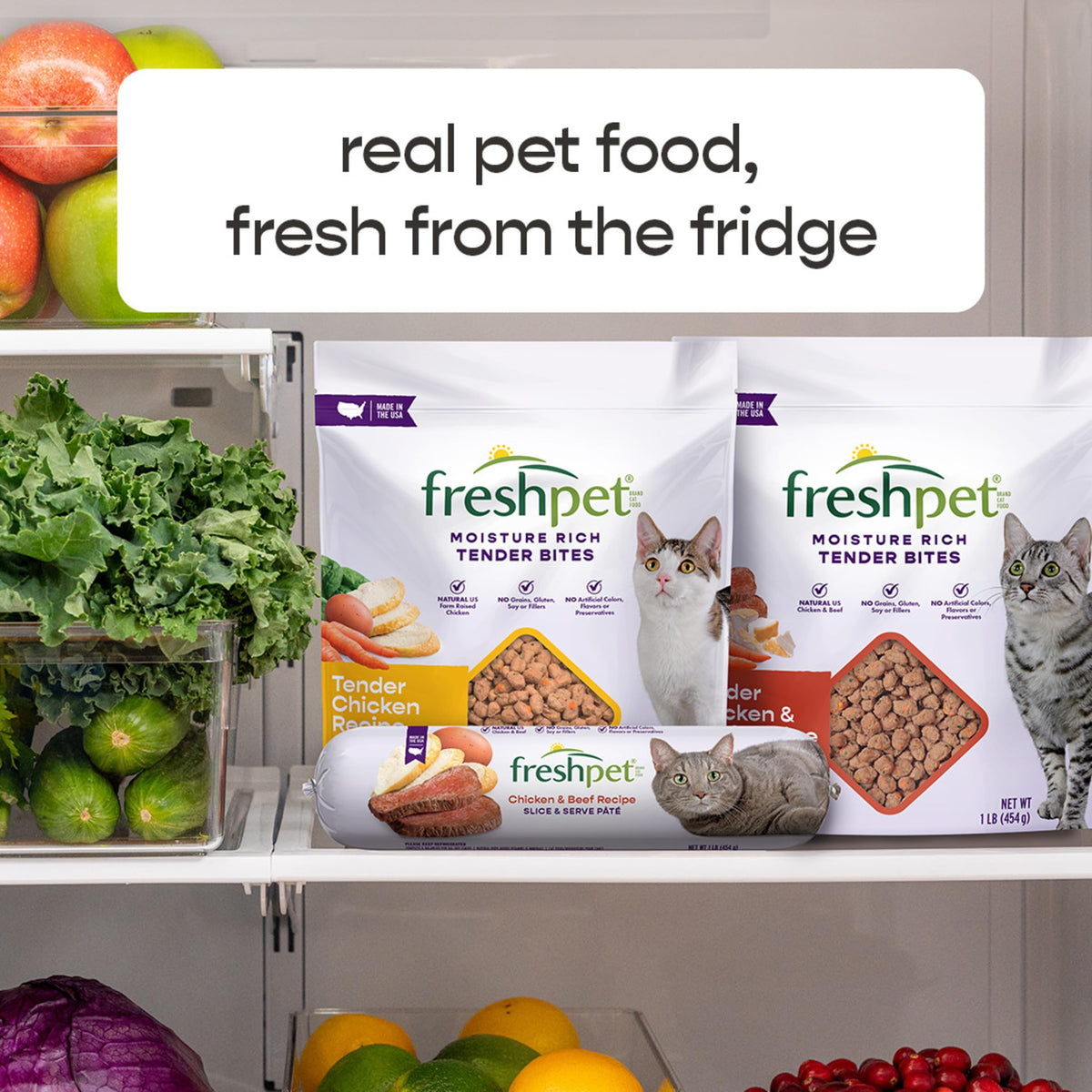 Freshpet Chicken Cat Food, specially curated by Curat Cart, offers real pet food freshness straight from the fridge.