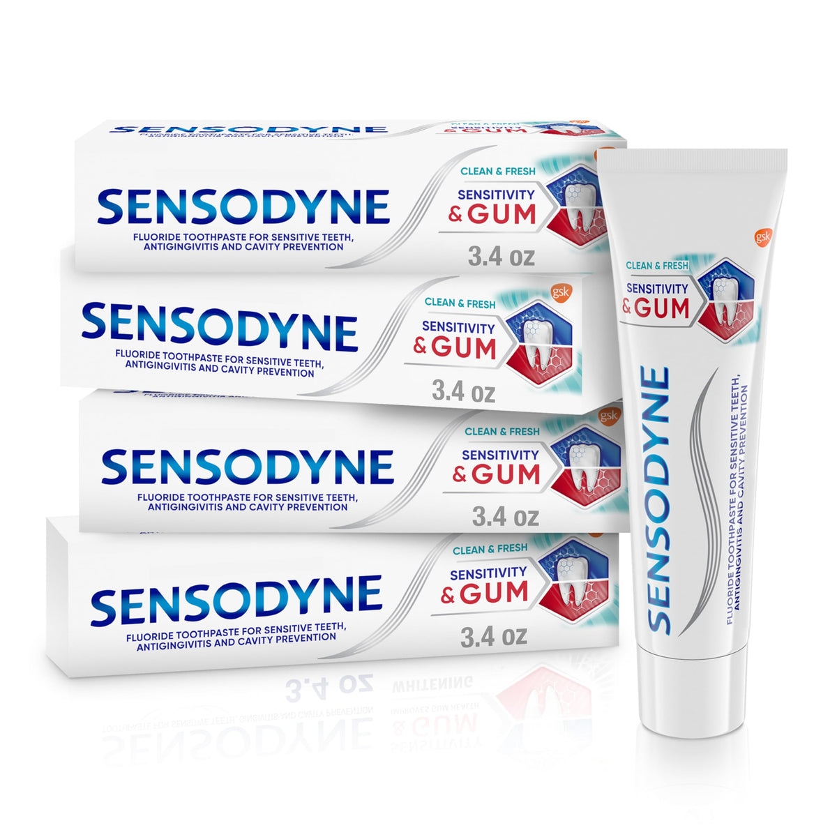 Sensodyne Sensitivity & Gum Toothpaste, a premium import for sensitive teeth, available at Curat Cart. Effective cavity prevention.