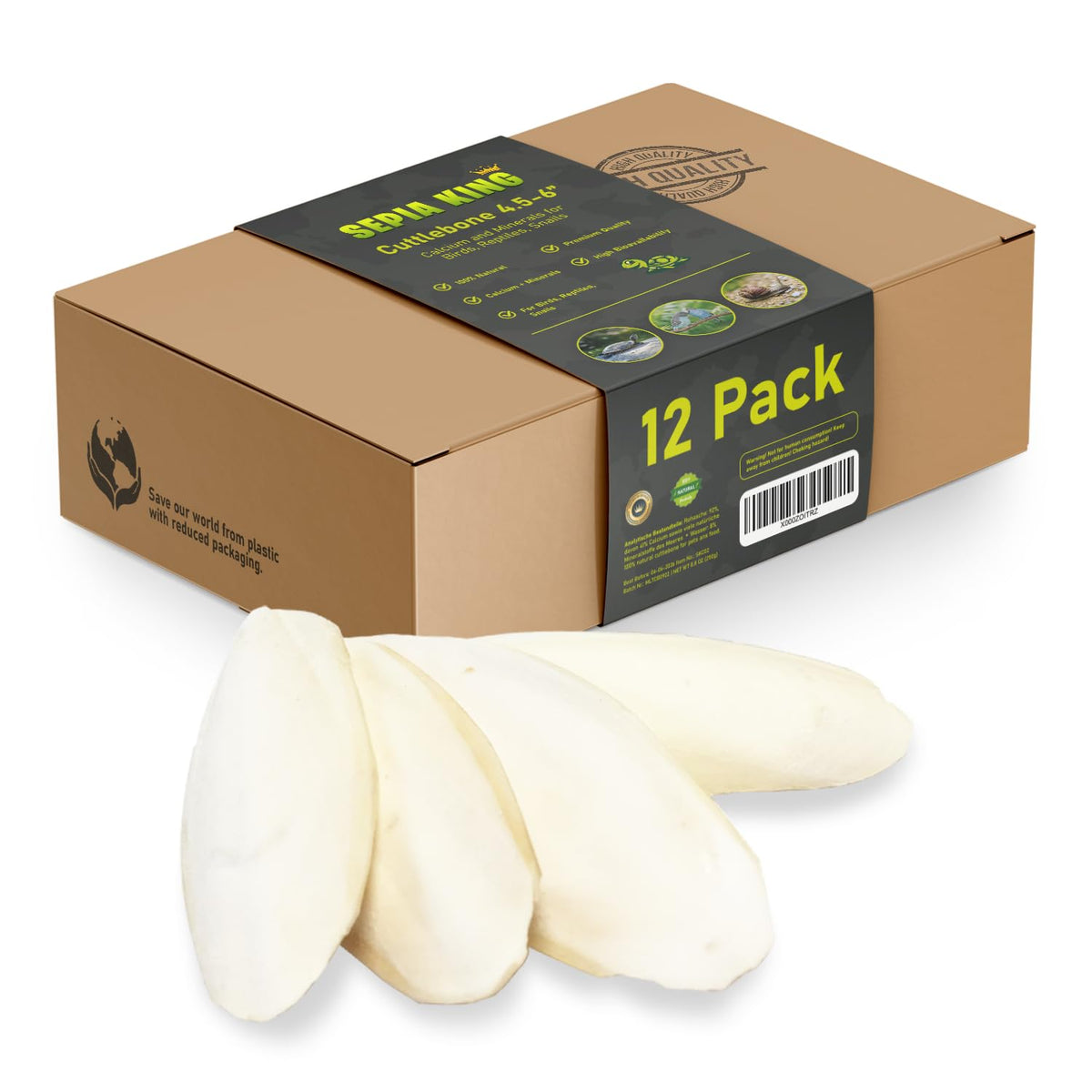 Premium import Sepia King Cuttlebone Calcium Supplement, 12 pack, perfect for enhancing pet health. Available at Curat Cart.